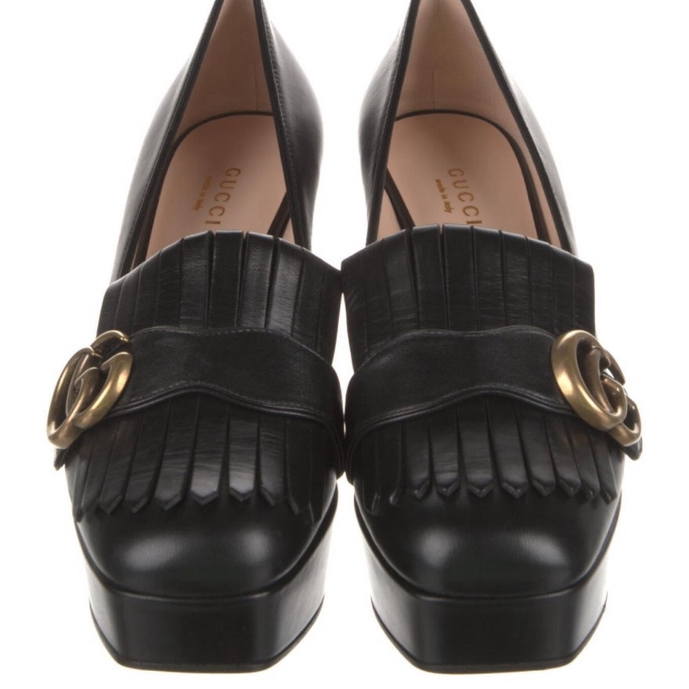 Gucci Leather Pumps, platform heels, black, double G logo, worn just once!!